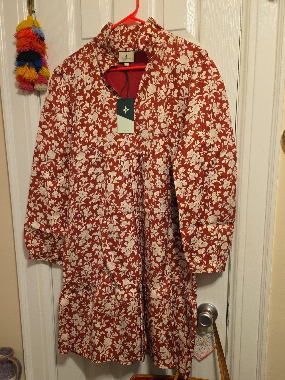 NWT TUCKERNUCK Women's Floral DRESS - Rust/Cream